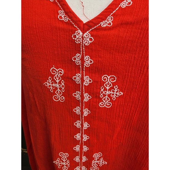 Catherines Oversized Embroidered Red/Orange Lace Trim Tunic Size 3X - Picture 6 of 6